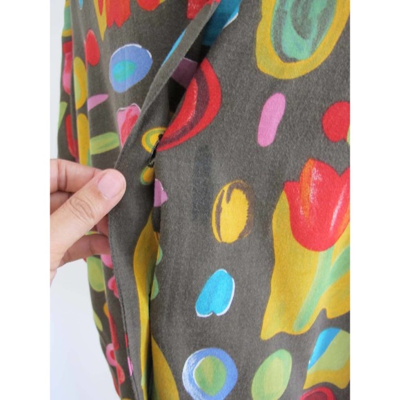 Vintage 90s Floral Shapes Button Up Shirt M L Oversized Baggy - Picture 4 of 5